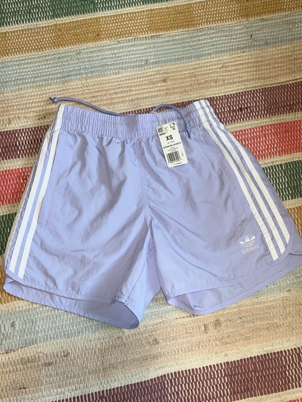 adidas Lavender Athletic Shorts with White Stripes